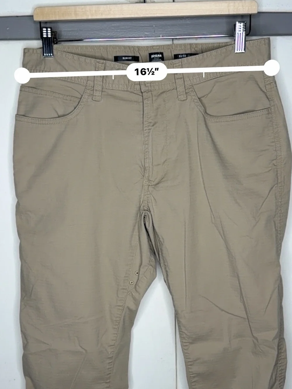Prana Men Zion Ripstop Slim Pant Size 32x32 Hiking Outdoor Trail beige